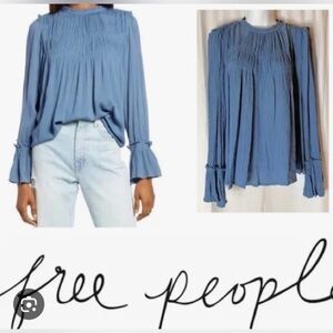 Free People Elegant Blue Blouse